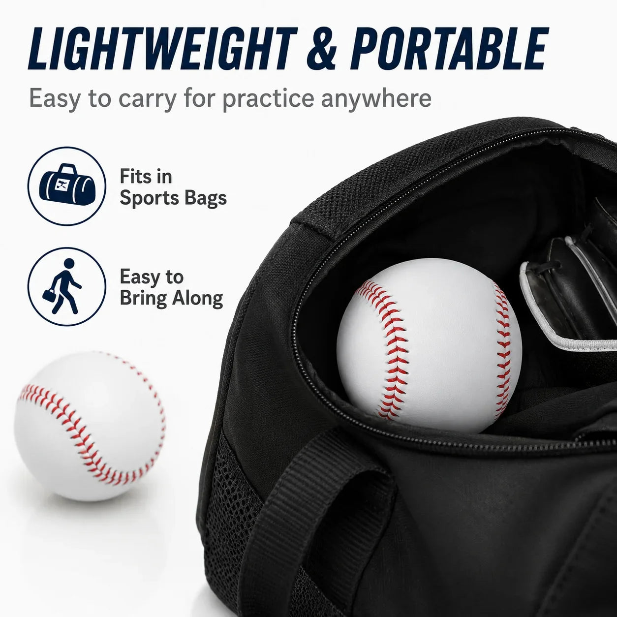 Classic Practice Baseball 9 Inch Training Ball with Red Stitching Smooth Cover for Batting Throwing Catching Indoor Outdoor Play