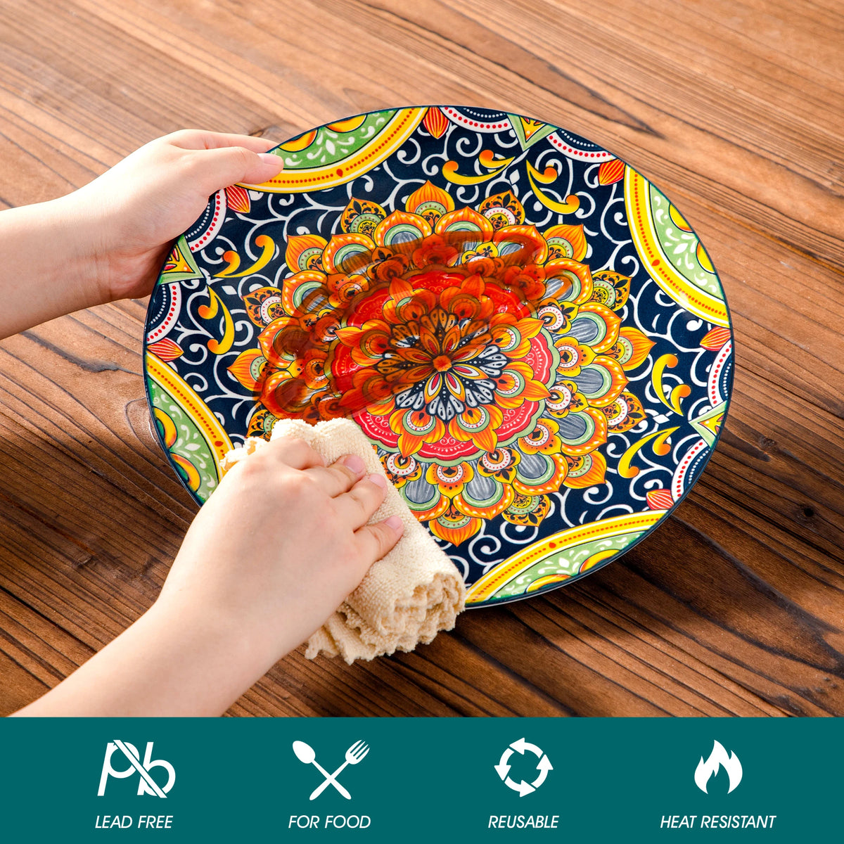 MALACASA Bohemian Ceramic Dinnerware Set With Plates And Bowls