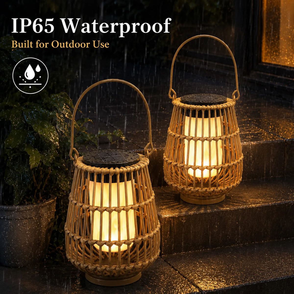 Solar Lanterns Outdoor Handwoven Waterproof Hanging Lights for Garden Patio