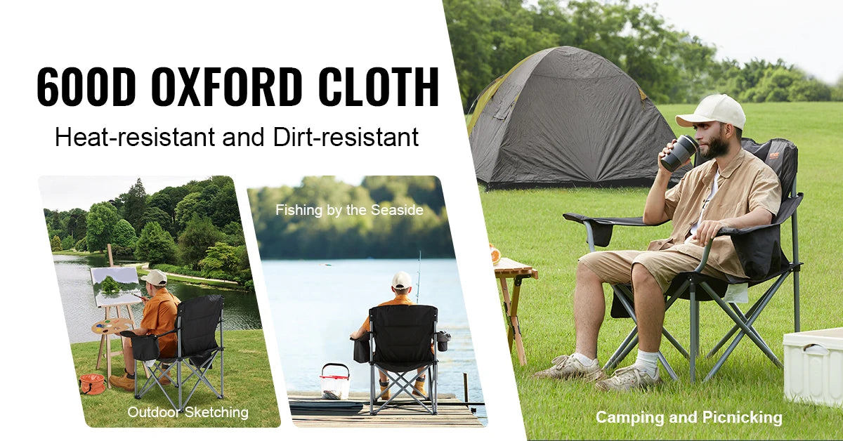 Vevor Camping Folding Chair With Lumbar Back And Armrests