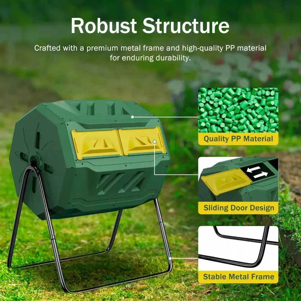 Composting Tumbler Dual Rotating Outdoor Garden Bin