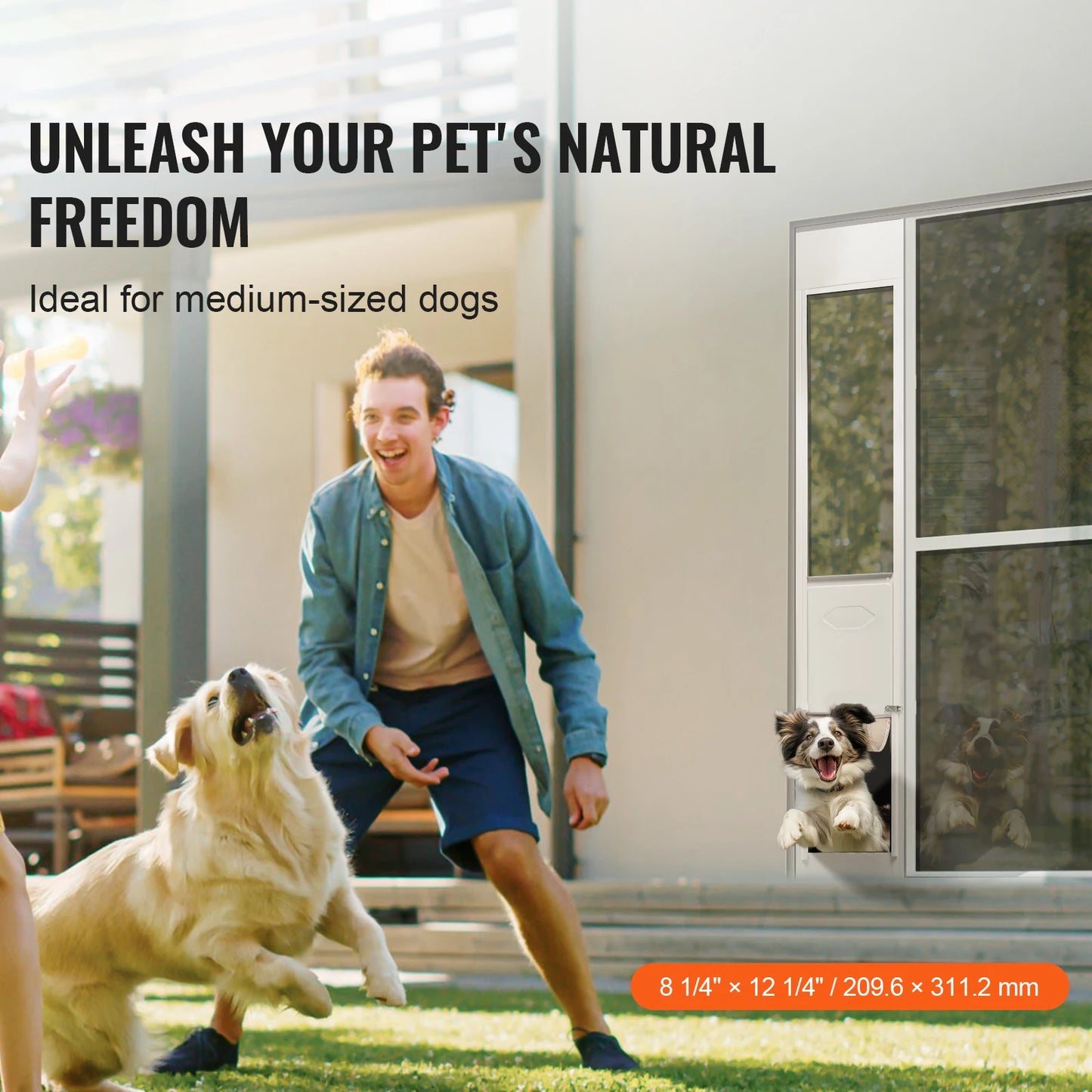 Dog Door For Sliding Glass Door Aluminum Frame Durable Pet