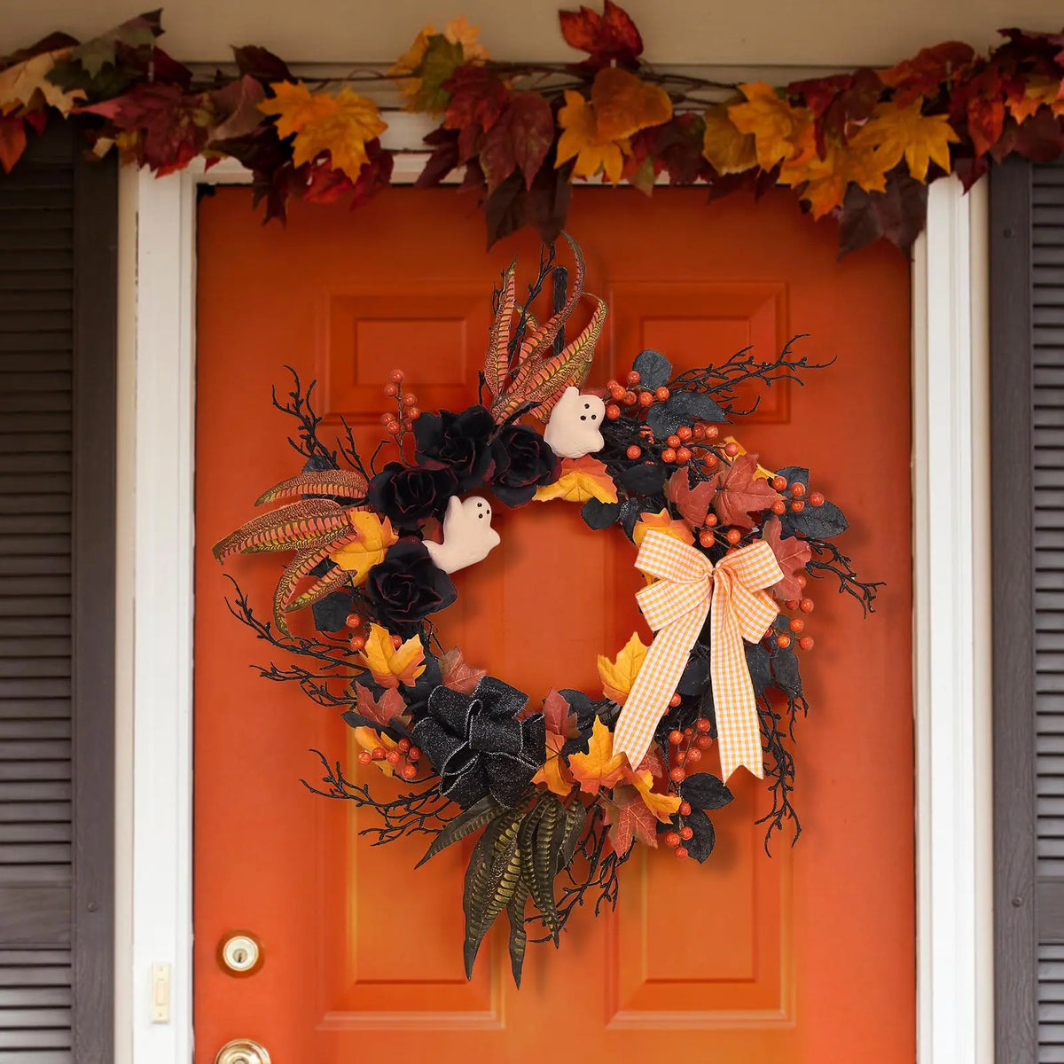 Handcrafted Halloween Wreath for Door Porch Mantel and Party Decorations