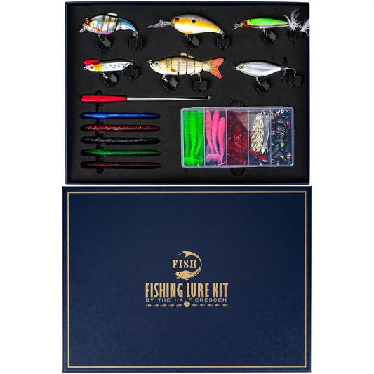 Complete 104-Piece Fishing Lure Kit: Glide Bait, Hooks, Weights, Hook Remover, and More for 2025 Christmas