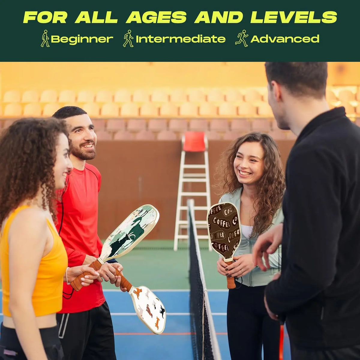 Set of 2 Fiberglass Pickleball Paddles With 4 Indoor Outdoor Pickleball Balls And Portable Travel Carry Bag Lightweight Durable Rackets For Beginners Men Women Indoor Court Backyard Outdoor Sports Training Game