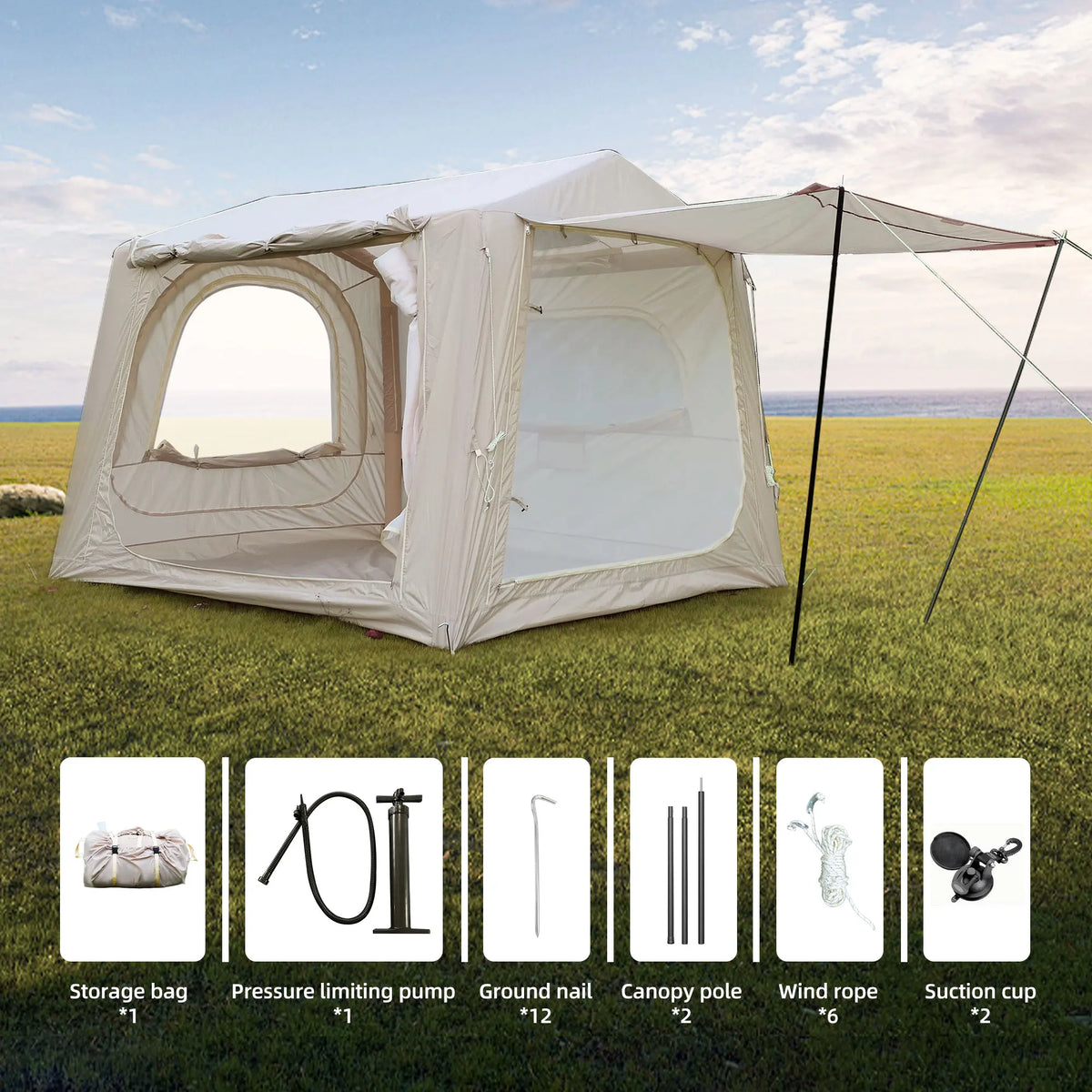 Waterproof Double Layer Inflatable Camping Tent With Easy Setup