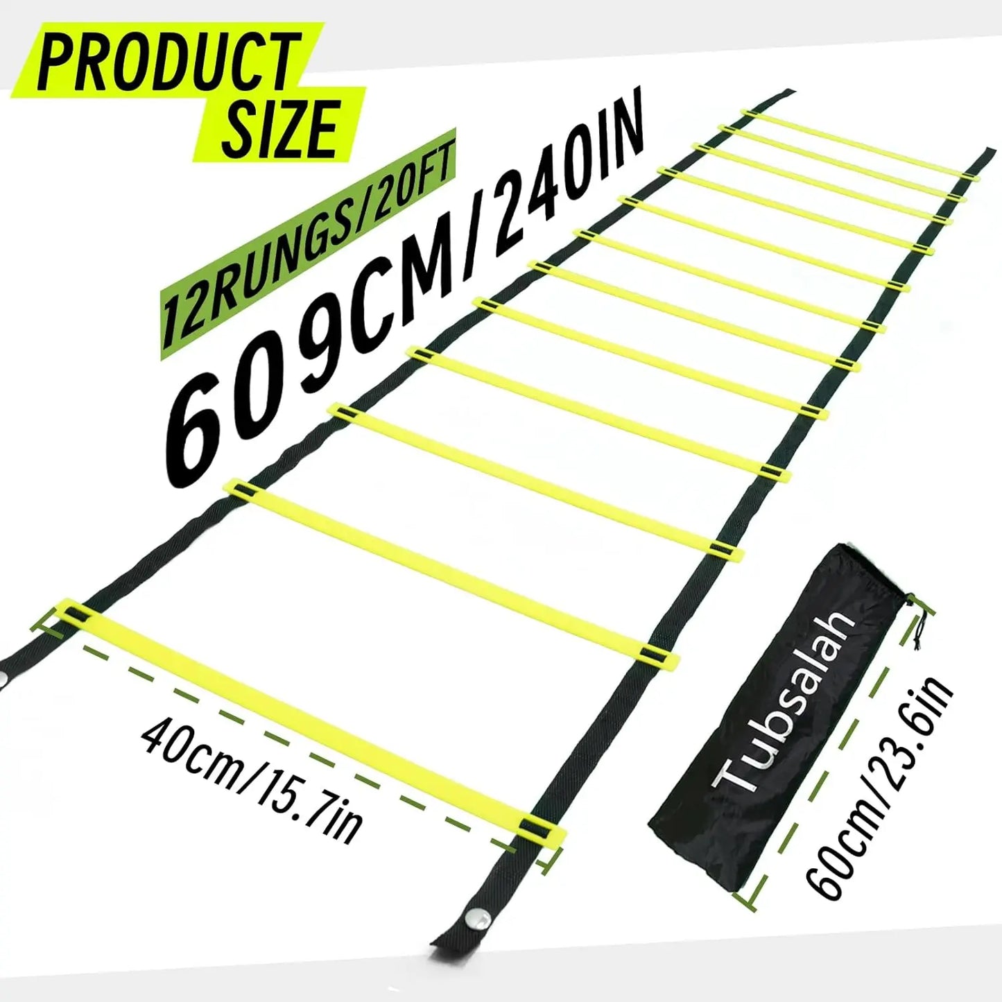 20ft Adjustable Agility Ladder with Carry Bag Training Equipment for Footwork Drills | Football Training Equipment & Speed Ladde