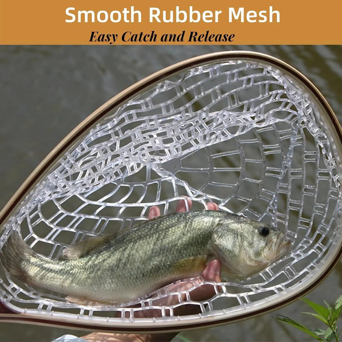 Fishing Net Fly Fishing Landing Net with Soft Mesh Wooden Landing Net for Fly Fishing Catch Release Fish Net with Wood Handle