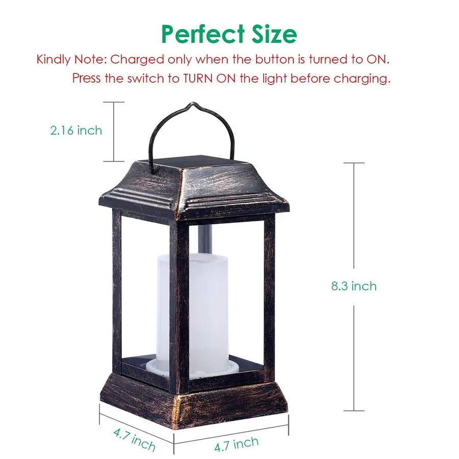 XMSJ Solar Flickering Flame Lantern Outdoor Hanging Light