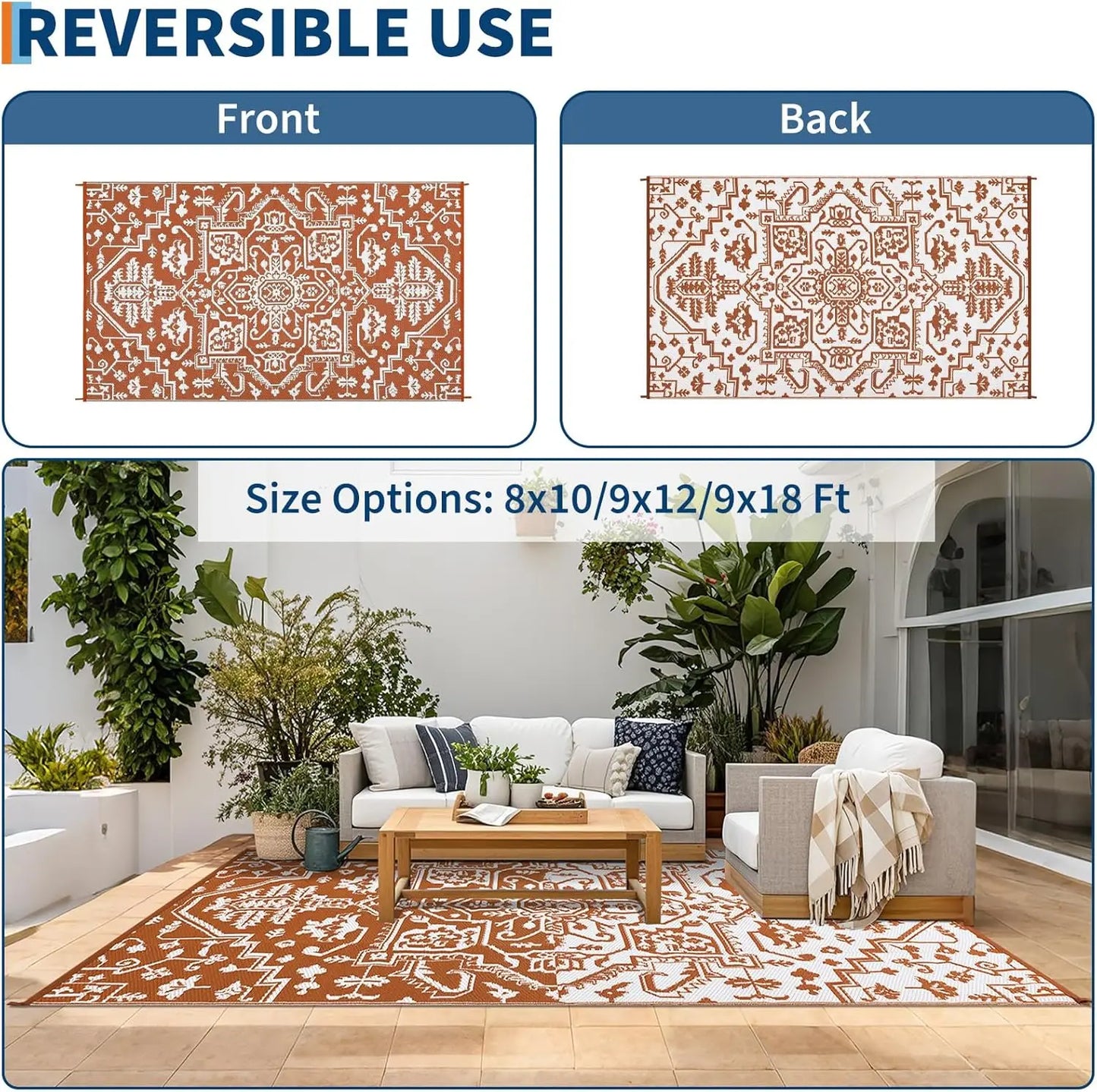 Twister.CK Waterproof Outdoor Area Rug Stain Resistant Mat