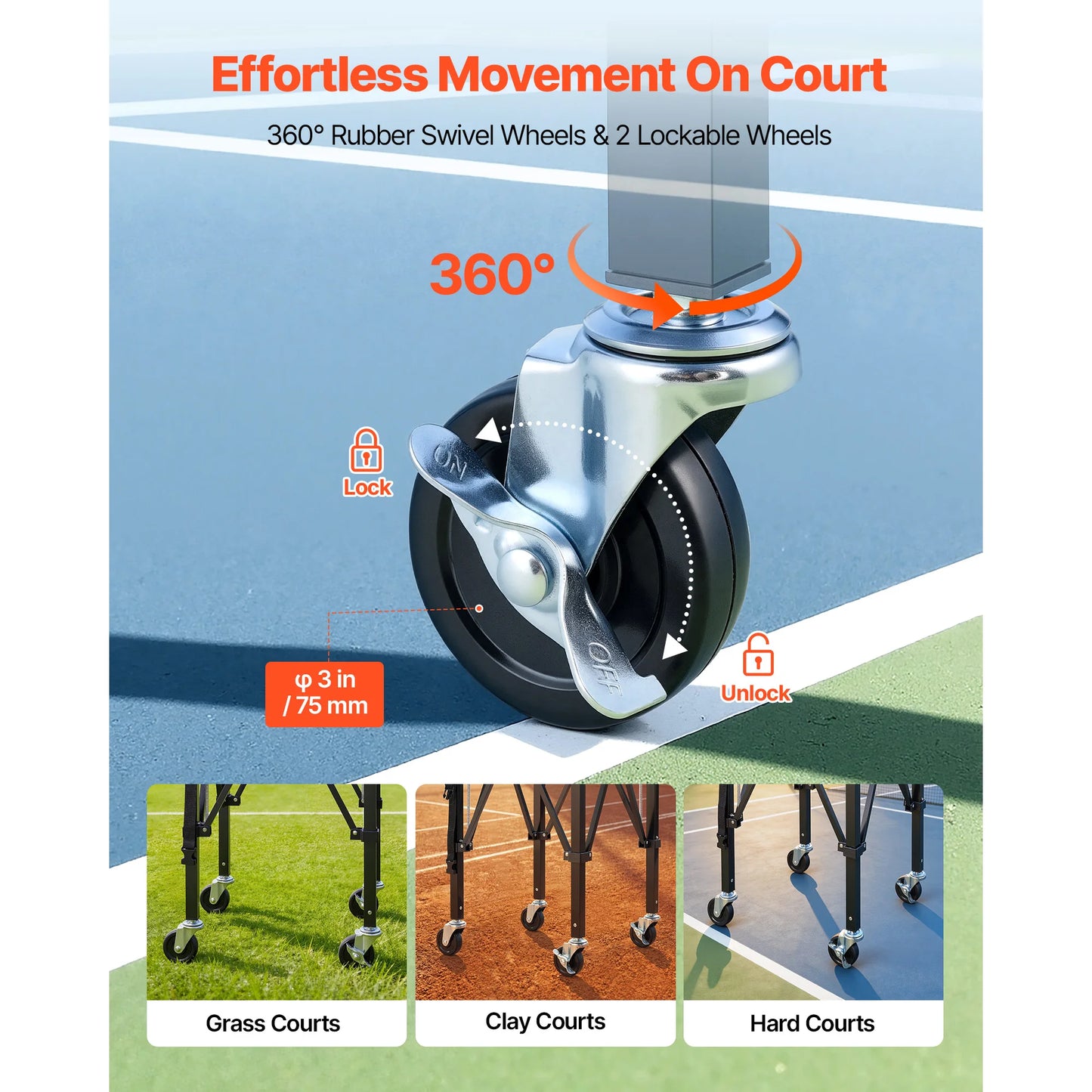 SucceBuy 2-in-1 Foldable Tennis & Pickleball Hopper with Pickup Tube Wheels Holds 150 Tennis Balls 260 Pickleballs for Training