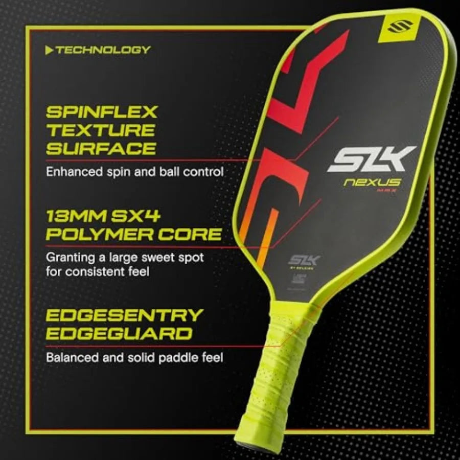 2025 SLK Nexus Pickleball Paddles SpinFlex Surface and Fiberglass Pickleball Paddle Face 13mm SX4 Polymer Core for Ultimate Con