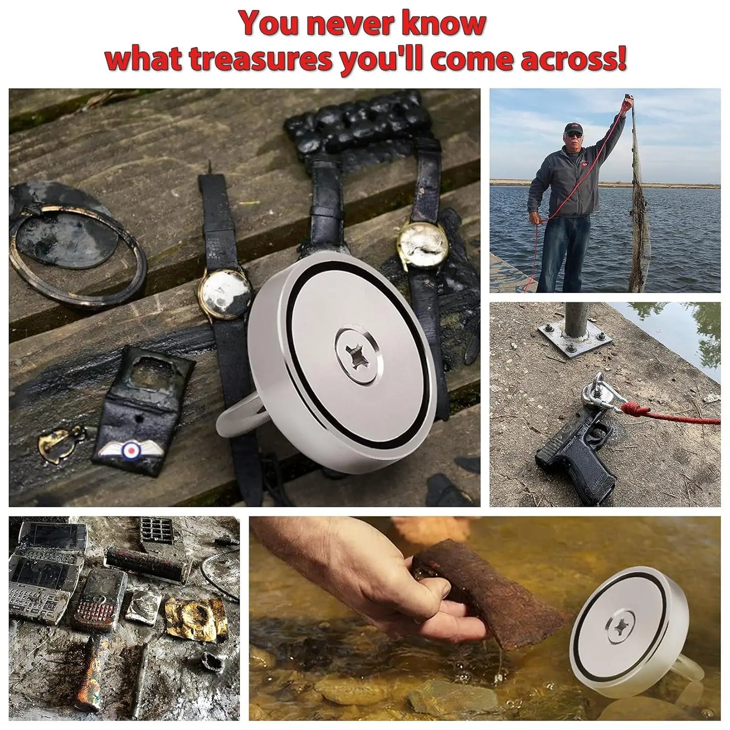 Fishing Magnet Kit With Waterproof Case Rope Accessories