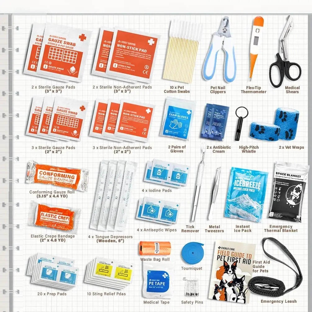 Pet First Aid Kit 95-Piece Vet-Approved For Dogs And Cats