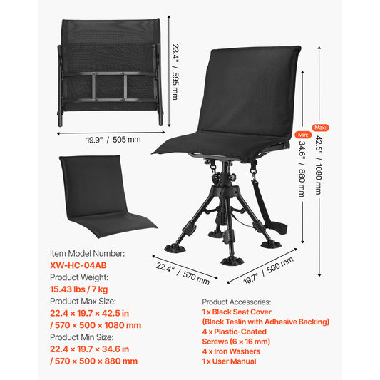 360 Degree Silent Swivel Blind Hunting Chair For Camping