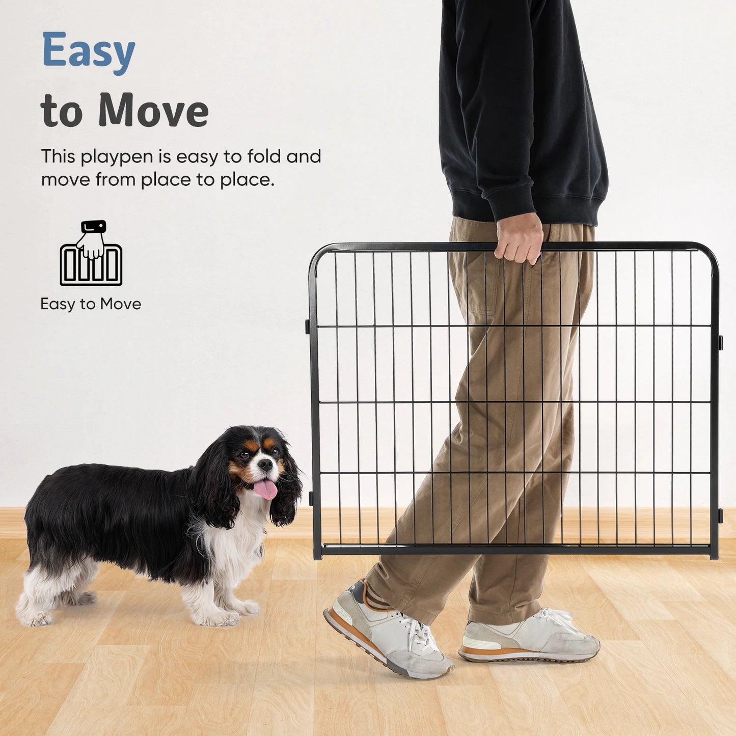JHK Metal 8 Panel Dog Playpen Fence For Outdoor Use