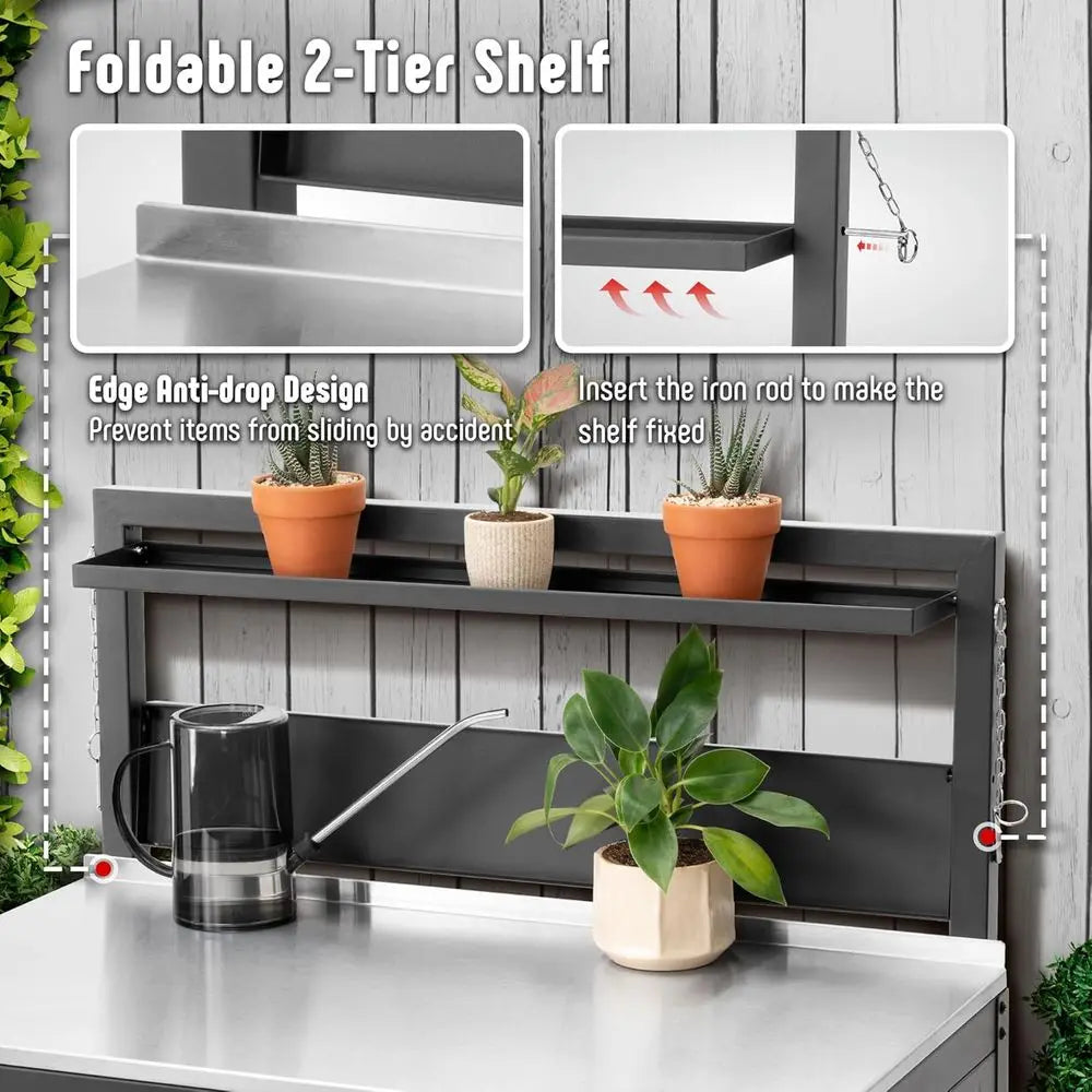 Houlture Garden Potting Bench With Storage Cabinet