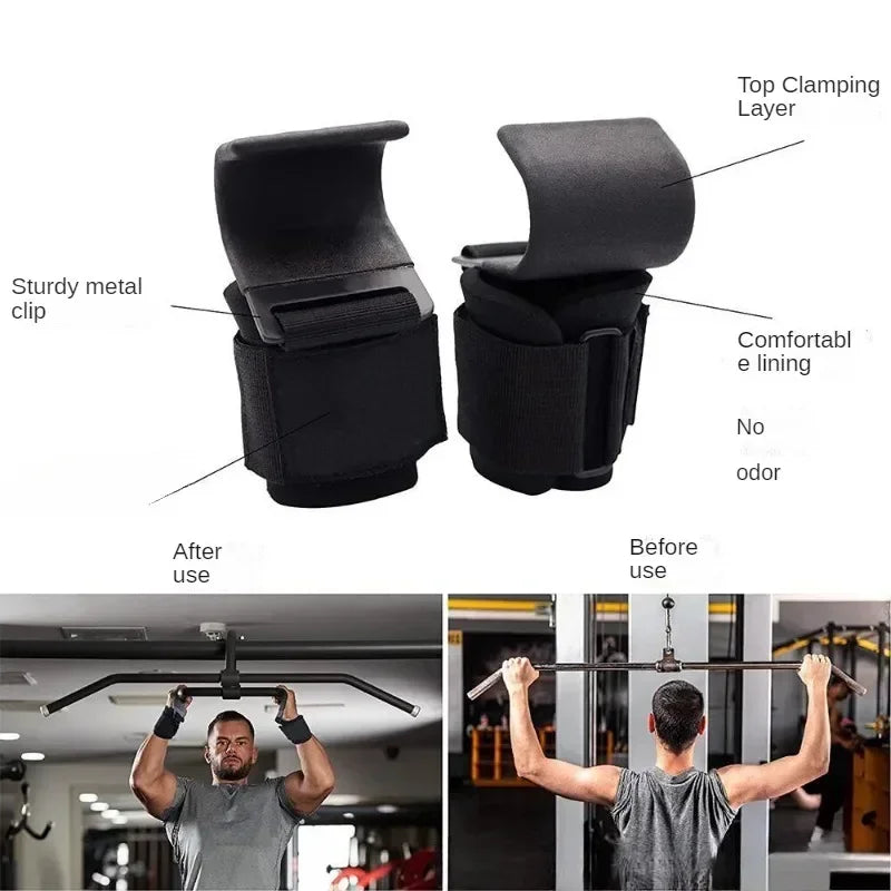 Non Slip Weight Lifting Hooks Pair For Deadlifts And Pull Ups
