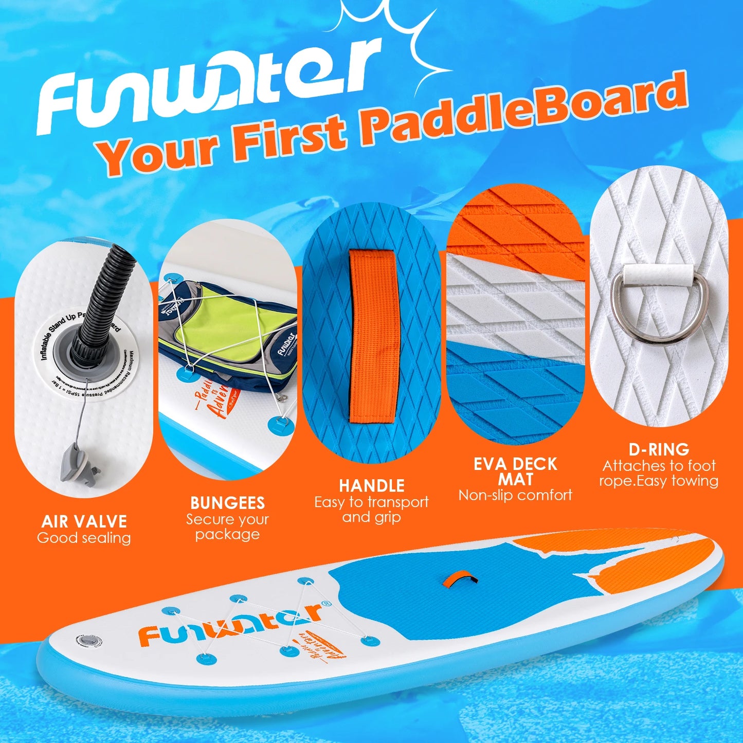 Funwater Inflatable Stand Up Paddle Board With Accessories