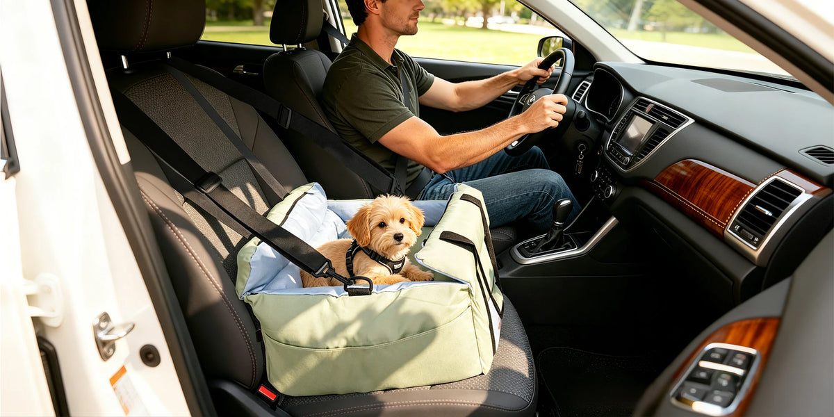BORWART Portable Dog Car Seat Booster With Safety Belt