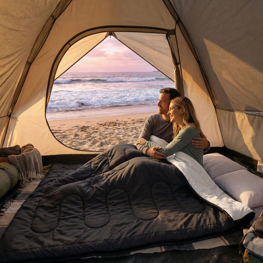 Three Season Portable Double Sleeping Bag For Adults With Pillow