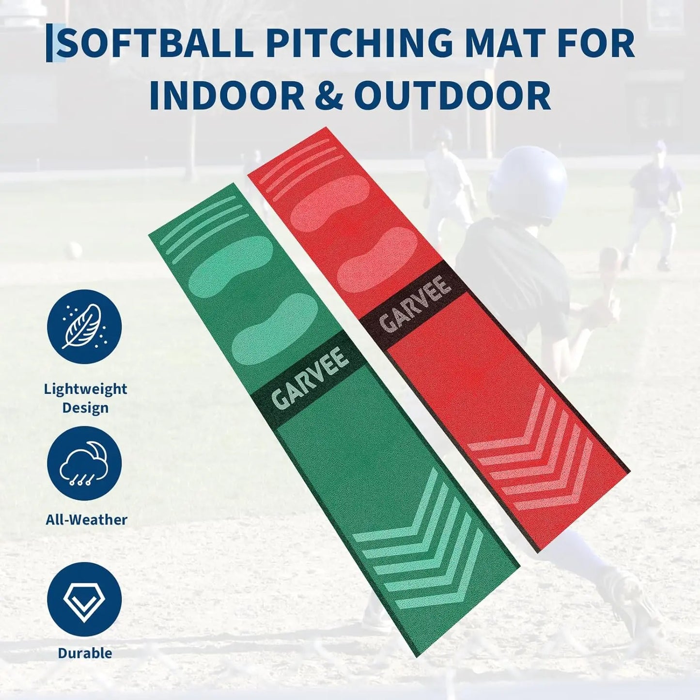 Garvee Lightweight Roll-up 54 x 12 Inch Baseball Pitching Mat, EVA Base Portable Softball Throwing Practice Pad for Youth Beginners Indoor Outdoor