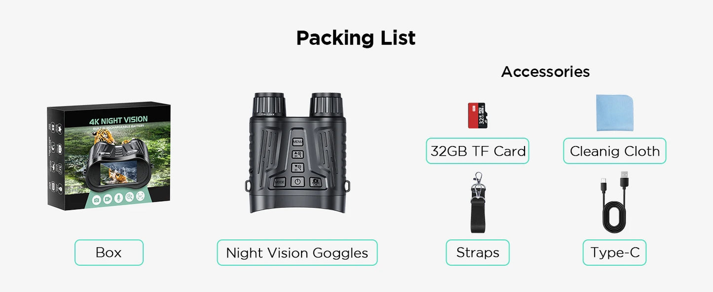 DIYIMIN Night Vision Binoculars 8x Digital Zoom IR Illuminator