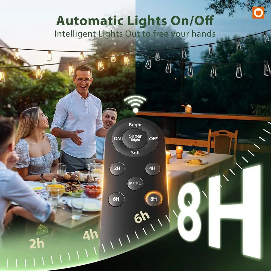 XMSJ Solar String Lights Outdoor Hanging With Remote Timable Dimmable