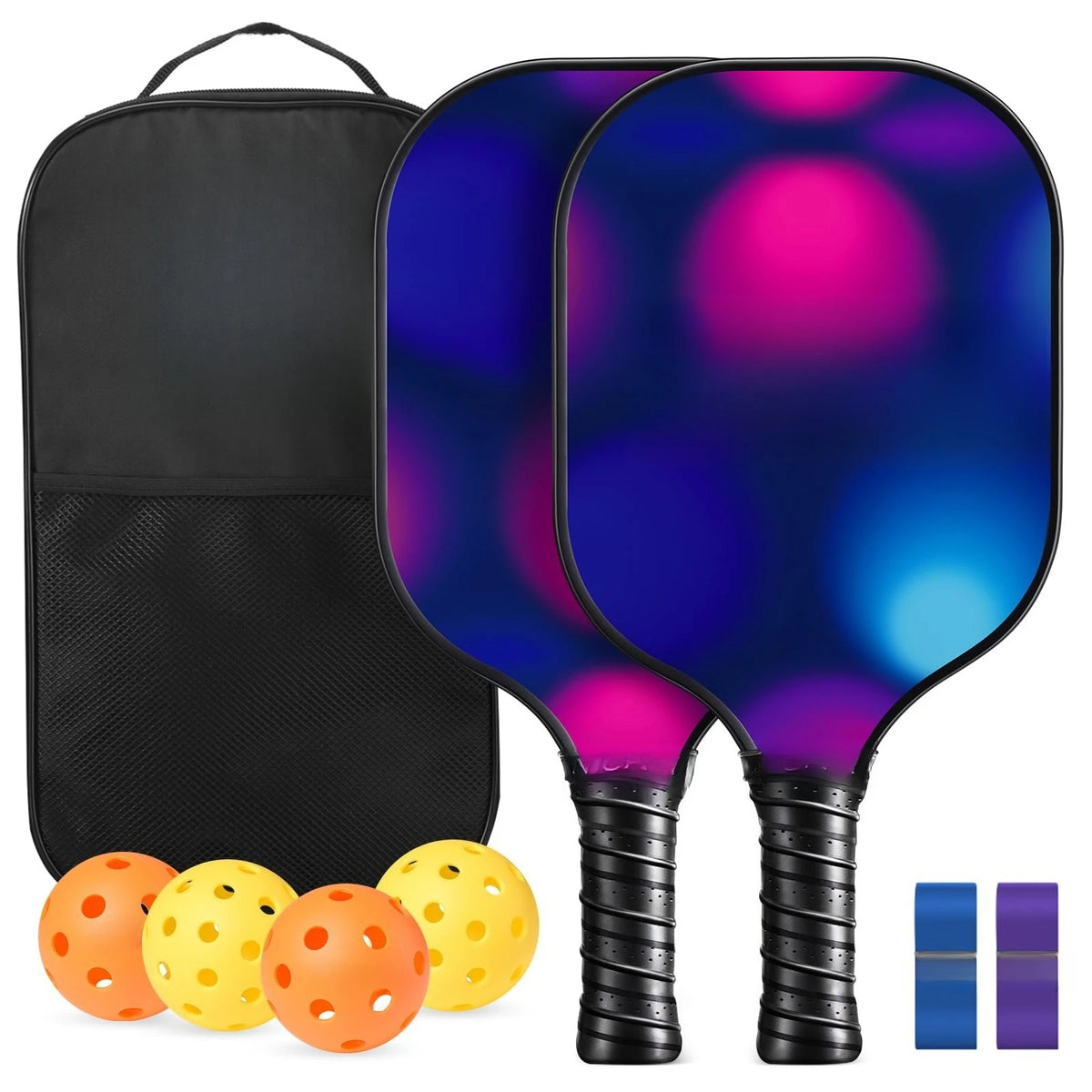 2 Pack 4 Pack USAPA Approved Fiberglass Pickleball Paddles Set With Polypropylene Honeycomb Core Lightweight Rackets Equipped With Pickleball Balls And Storage Carry Bag For Beginners Men Women Indoor Outdoor Court Training R