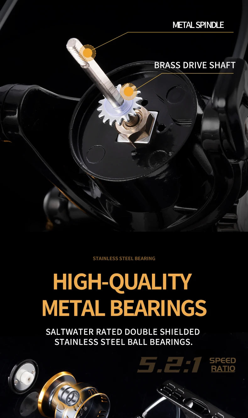 J-Barzillai Spinning Fishing Reel Metal Spool High Quality Saltwater