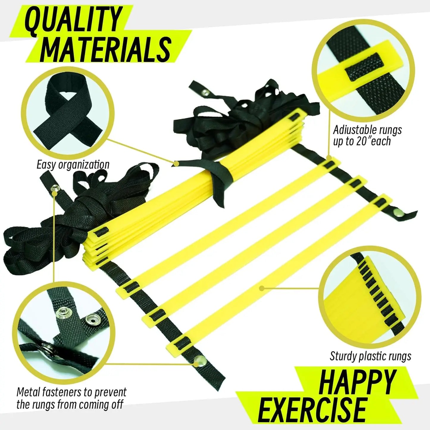 20ft Adjustable Agility Ladder with Carry Bag Training Equipment for Footwork Drills | Football Training Equipment & Speed Ladde