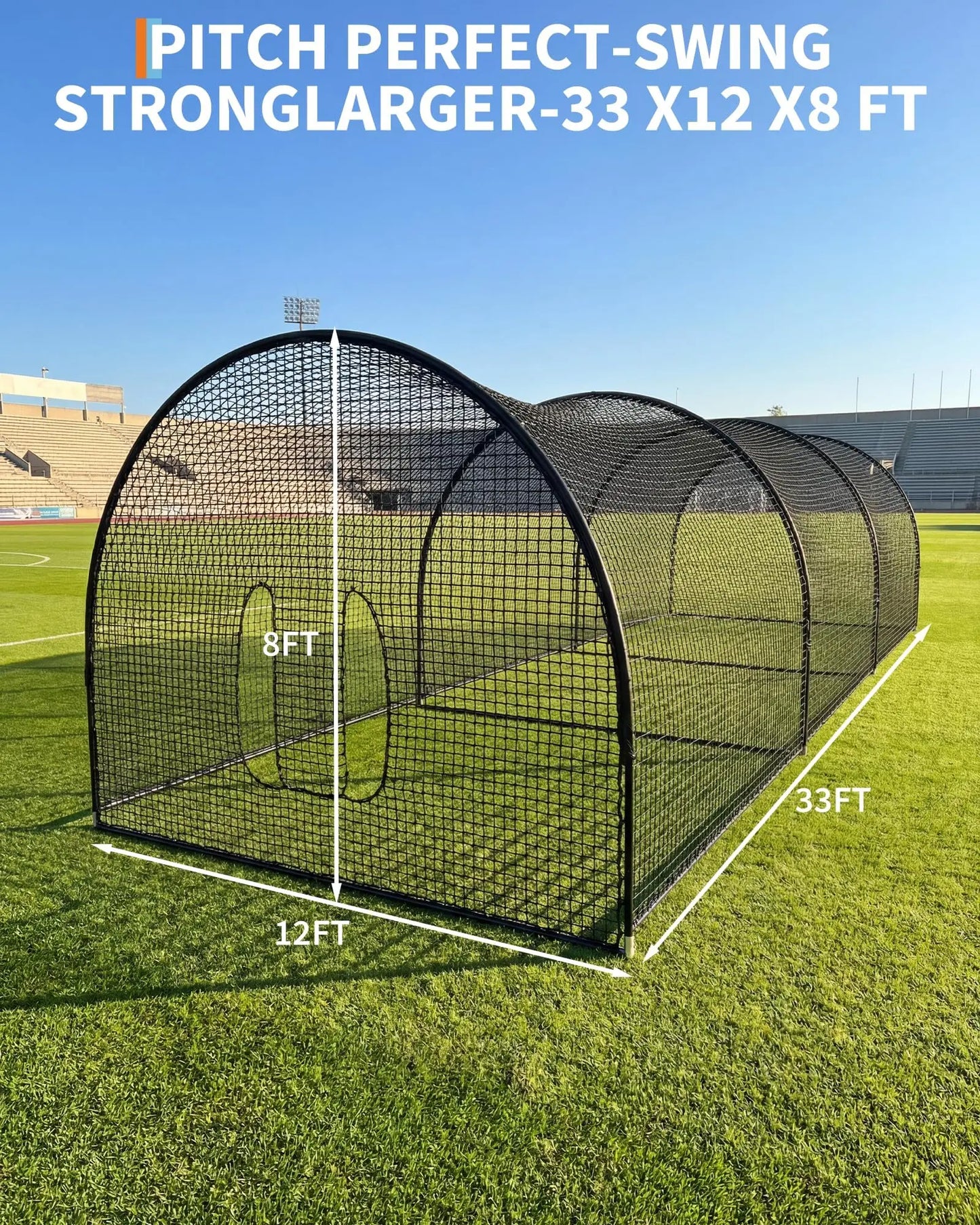 33Ft/22Ft Baseball Batting Cage, Baseball Training Equipment Netting Cages, with Frame & Net – Practice Hitting, Pitching & Golf in Backyard or Field
