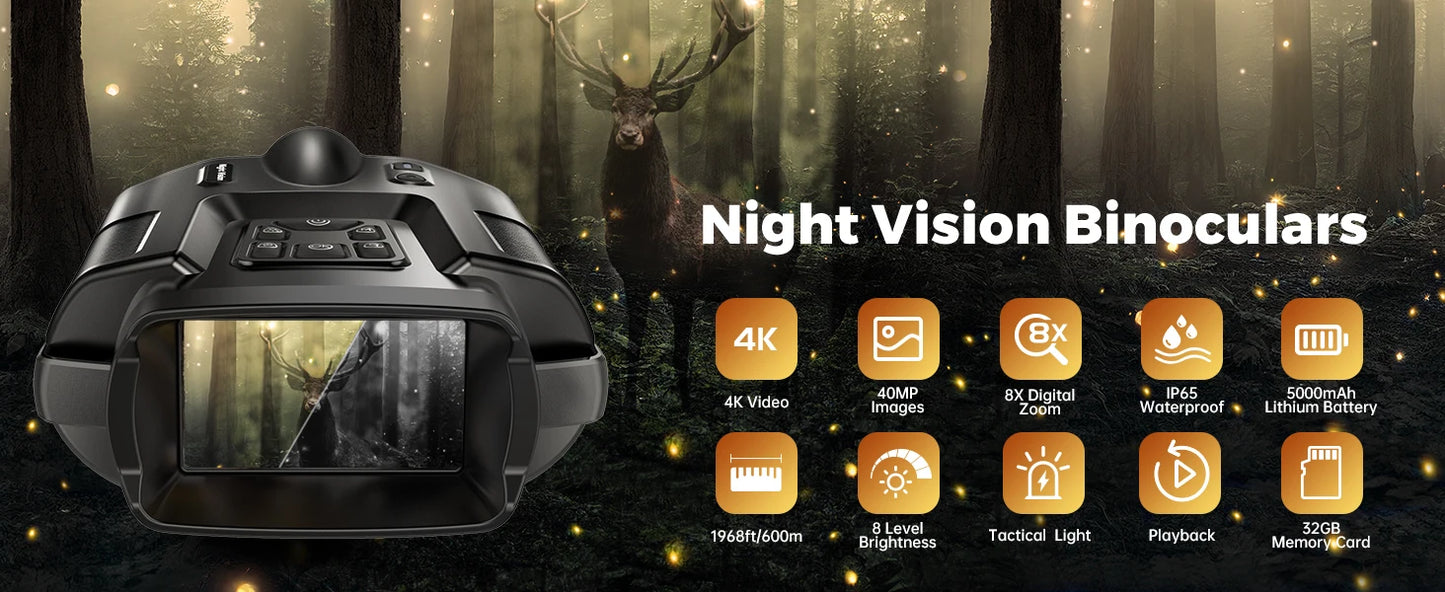DIYIMIN Night Vision Binoculars 4K Infrared 8X Zoom Goggles