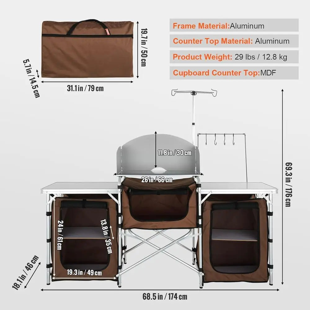 Camping Kitchen Table With Storage And Carrying Bag