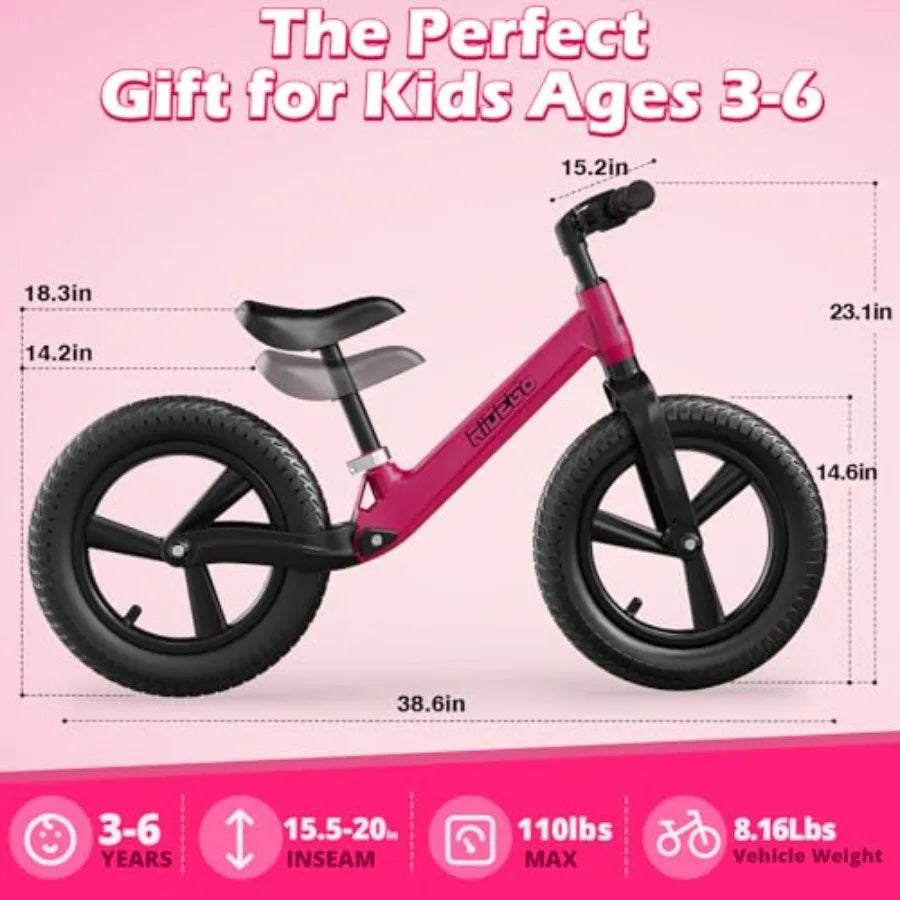OLOEY Kids Balance Bike With Adjustable Seat And Air Tires