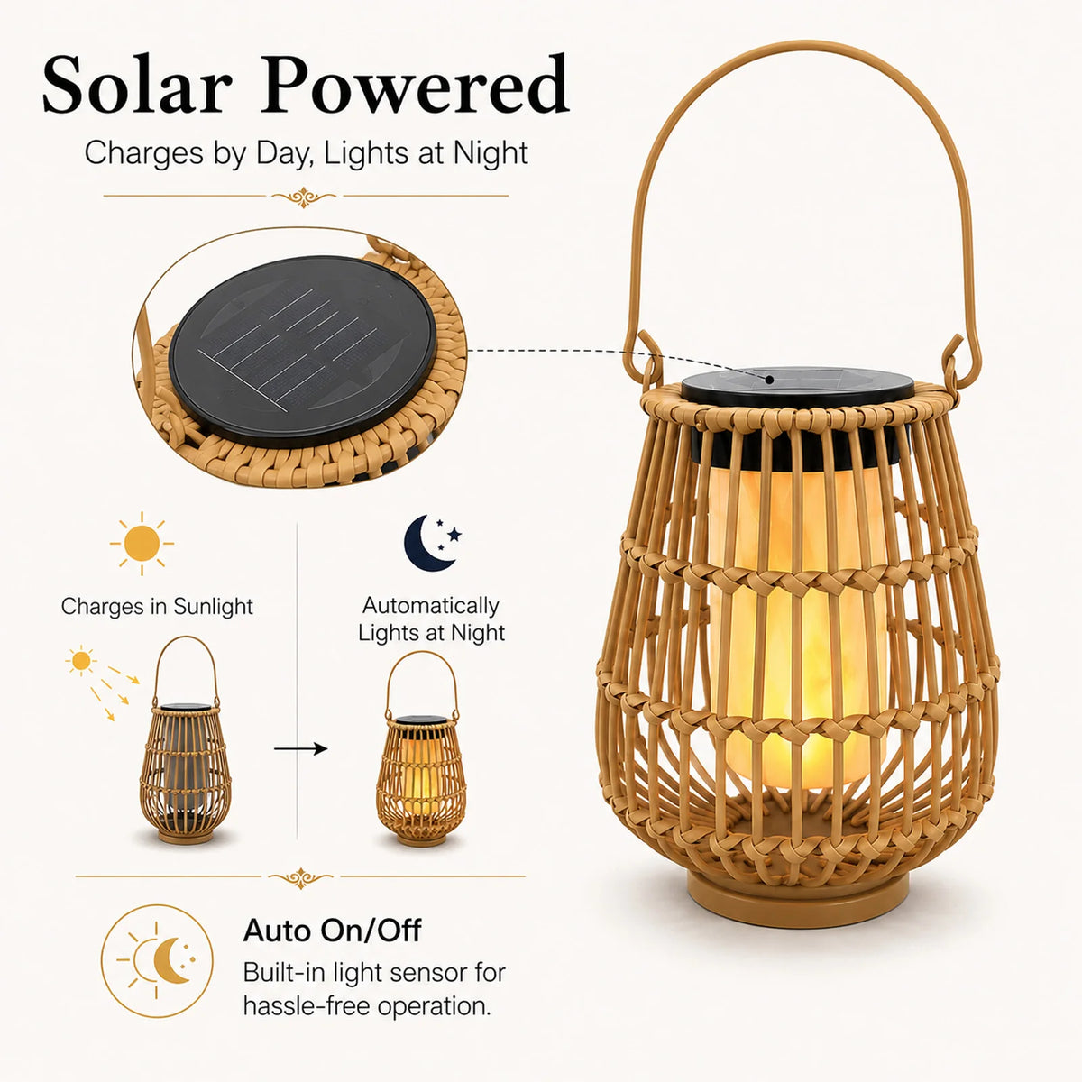 Solar Lanterns Outdoor Handwoven Waterproof Hanging Lights for Garden Patio