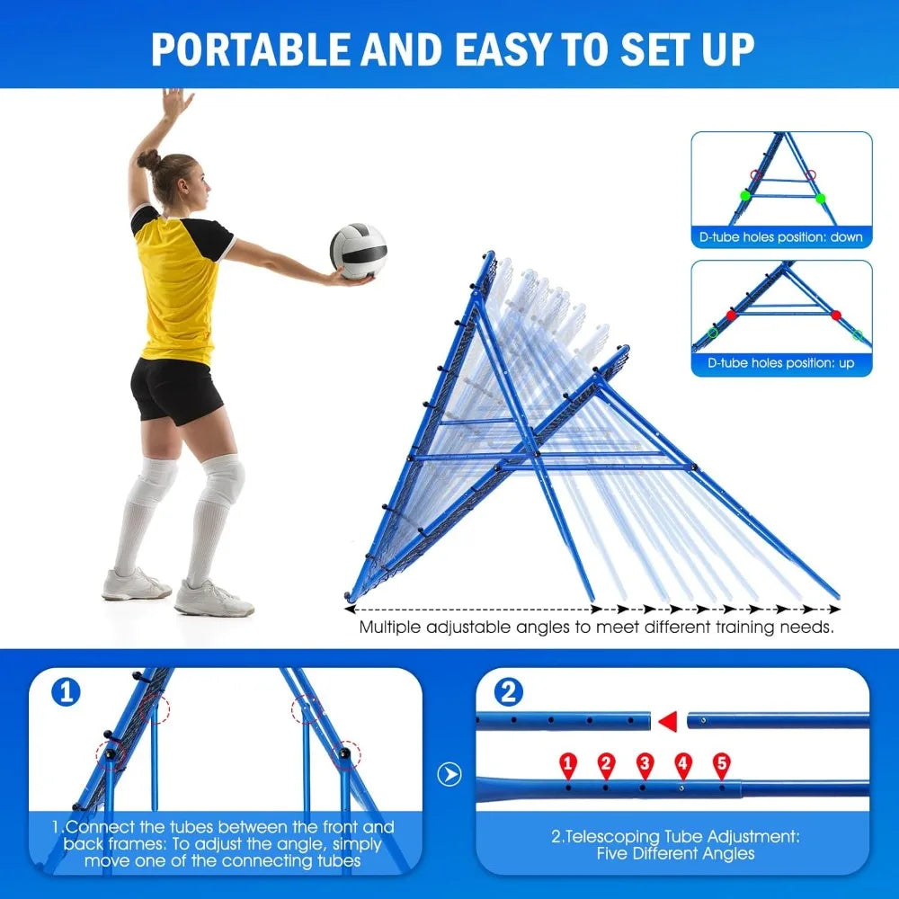 Volleyball Baseball Rebounder Net, Softball Pitchback Net Quick Adjustments, Lacrosse Bounce Back Practice Equipment, Ideal for Outdoor Indoor Backyard Training