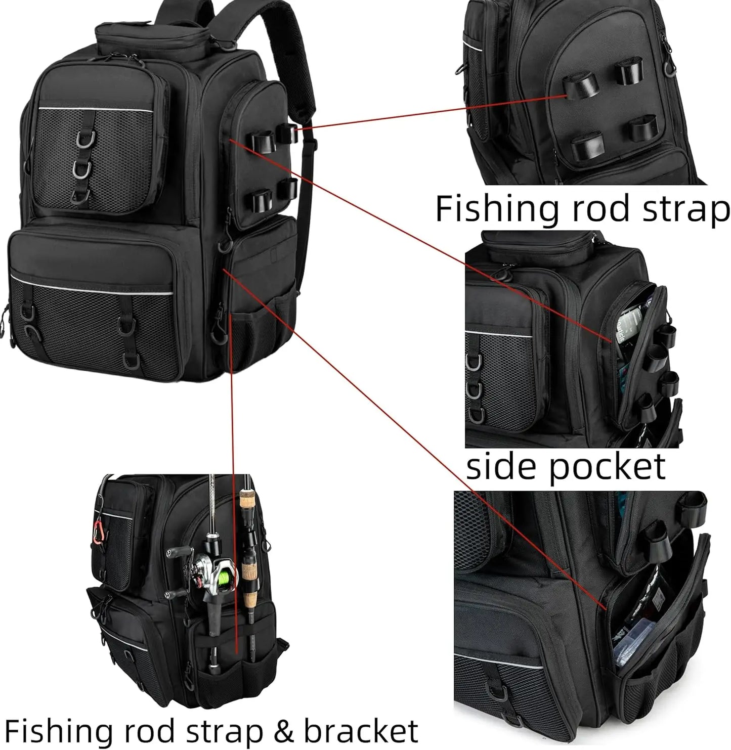Fishing Backpack,Tackle Bag ,with Tackle Boxes. Large Fishing Bag, Strong Materials