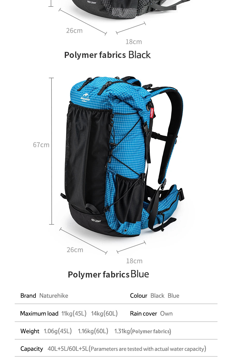 Naturehike Outdoor Mountain Backpack Waterproof With Rain Cover