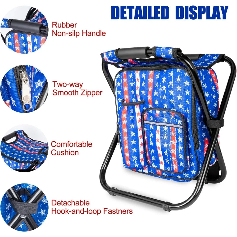 NBVCX Folding Cooler Backpack Stool For Camping And Hunting