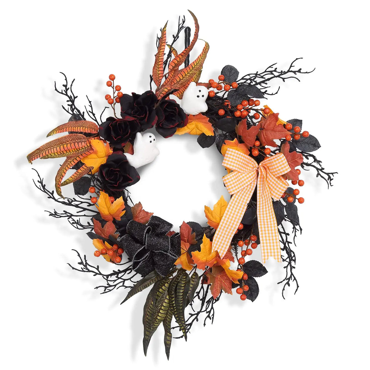 Handcrafted Halloween Wreath for Door Porch Mantel and Party Decorations