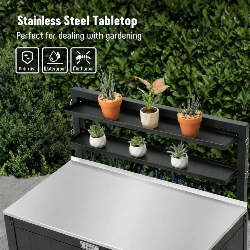 Houlture Garden Potting Bench With Storage Cabinet