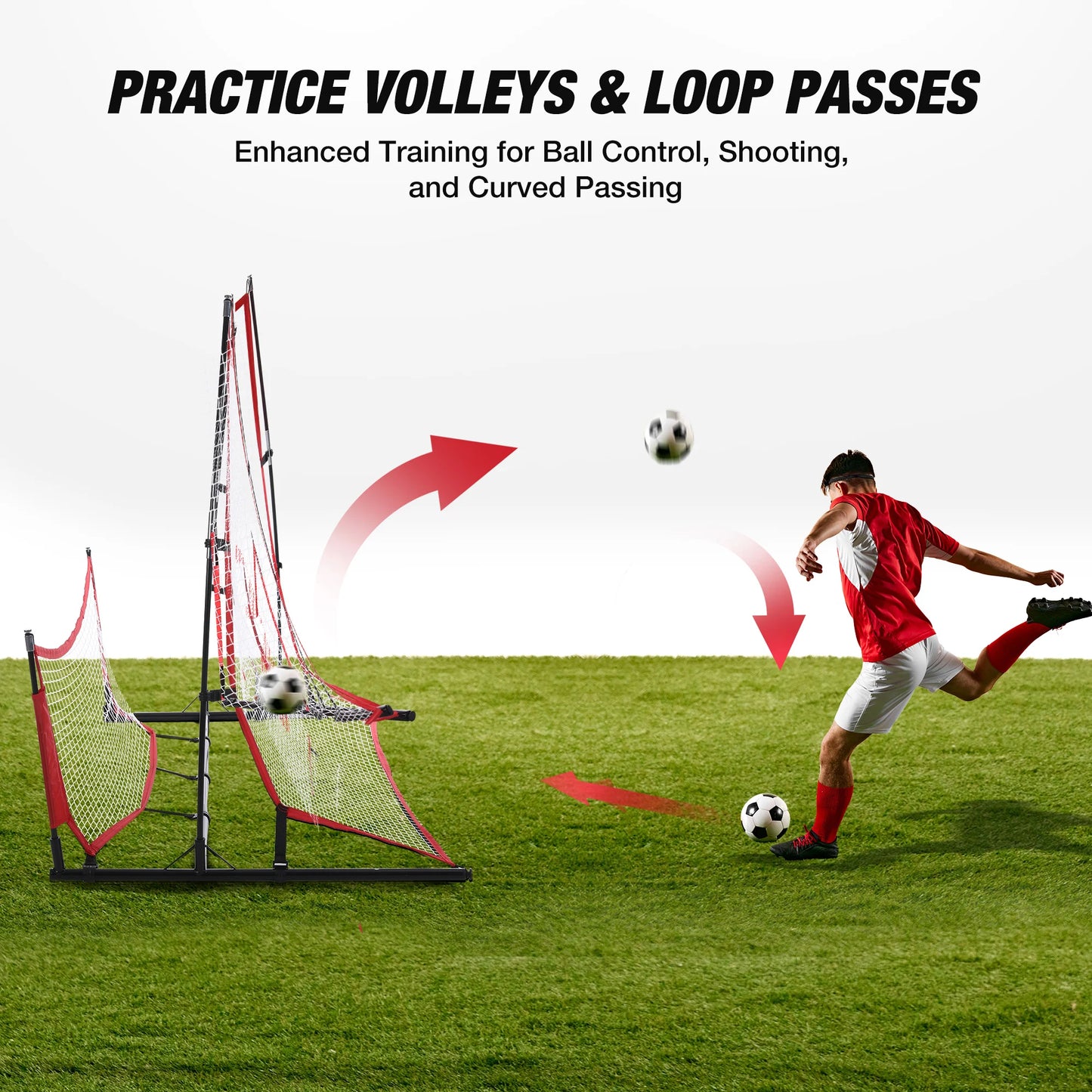 Advanced Soccer Rebounder for Training -Large Net  Small Net  Base  Carry Bag  Cones  Pegs  Resistance Bands -