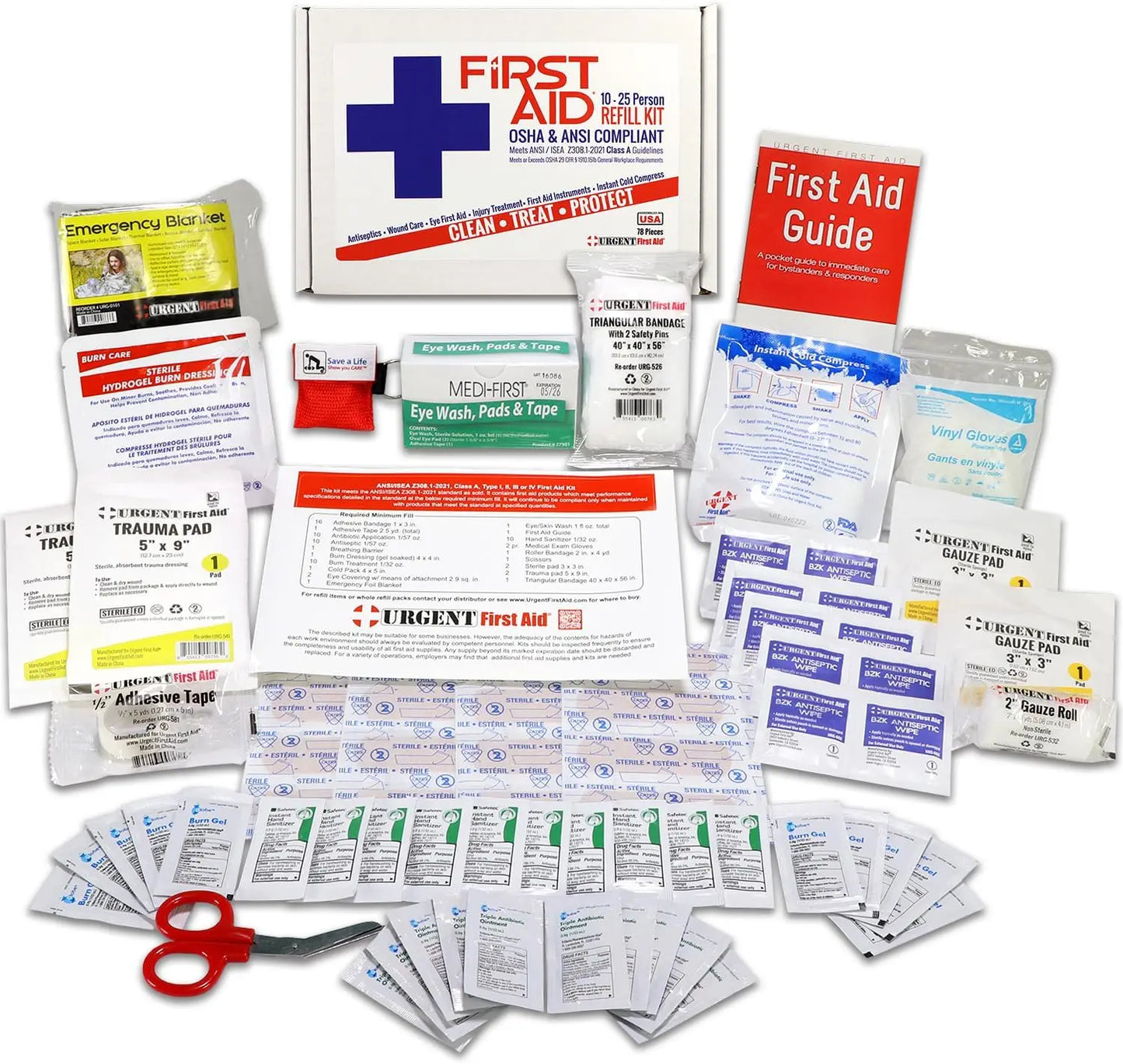 ANSI 25 Person First Aid Kit Refill With 78 Pieces For Office Home Car