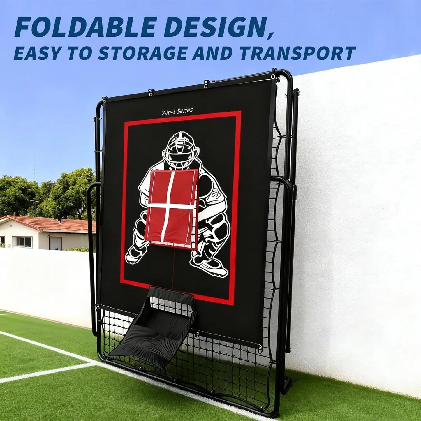 HiMISS Baseball Pitching Rebounder Net 2In1 Training For Softball Practice