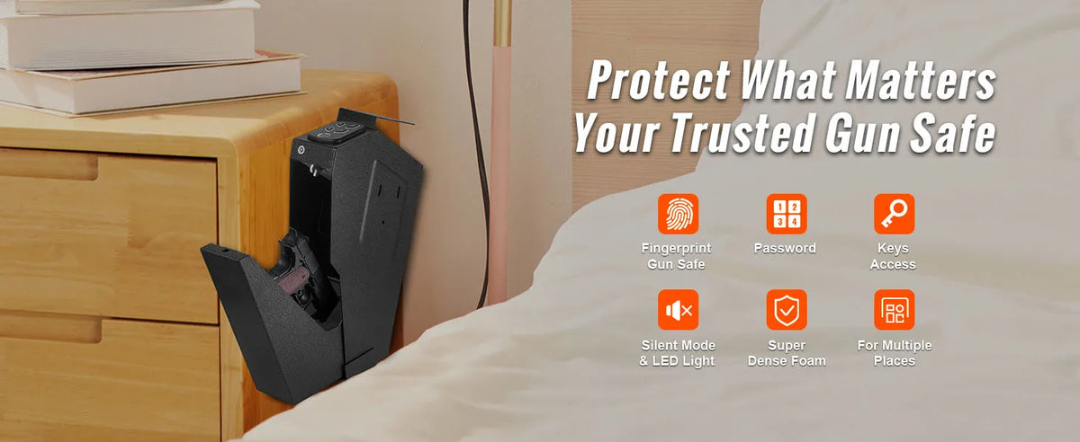 SucceBuy Biometric Pistol Safe with Quick Access and Silent Mode