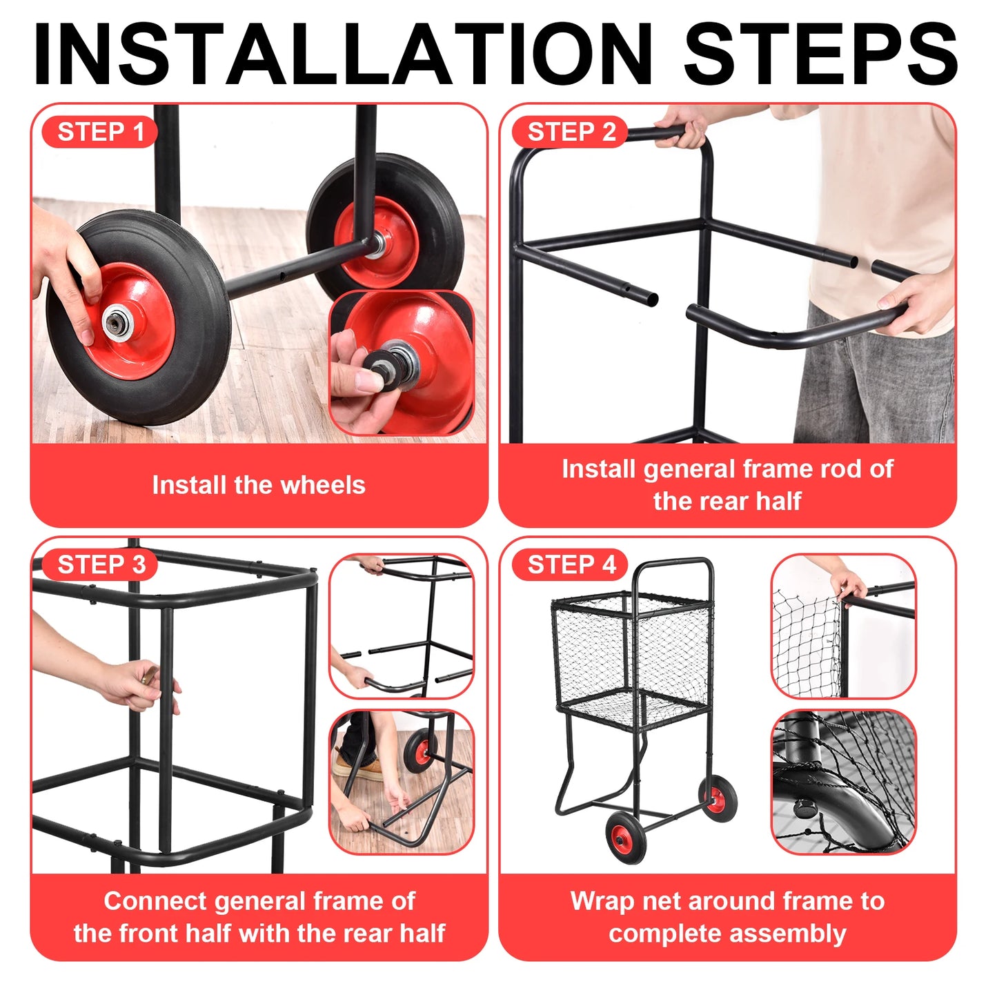 Heavy Duty Baseball Softball Cart with Wheels, Large Capacity Rolling Sports Ball Locker Storage Rack for Gym School Club Coach, Mobile Ball Holder for Practice Equipment Organization, Pro Durable Easy Transport