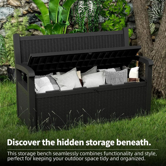 Outdoor Waterproof Lockable Storage Bench Deck Box For Patio