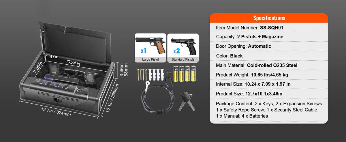 SucceBuy Biometric Pistol Safe with Quick Access and Silent Mode