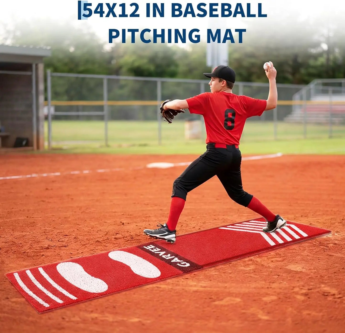 Garvee Lightweight Roll-up 54 x 12 Inch Baseball Pitching Mat, EVA Base Portable Softball Throwing Practice Pad for Youth Beginners Indoor Outdoor